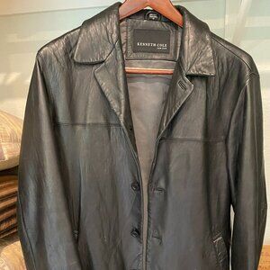 Kenneth Cole Black Leather Coat